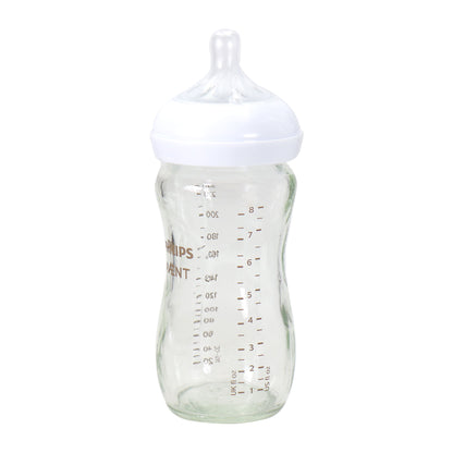 2x Philips Avent Natural Glass Baby Bottles with Natural Response Nipples (Medium Flow, Flow 3), 8oz, 2-Pack, SCY913/02