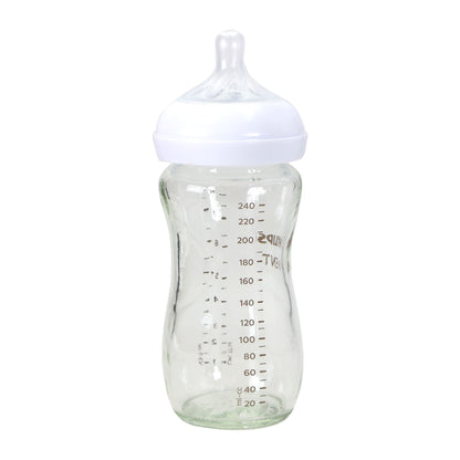 2x Philips Avent Natural Glass Baby Bottles with Natural Response Nipples (Medium Flow, Flow 3), 8oz, 2-Pack, SCY913/02