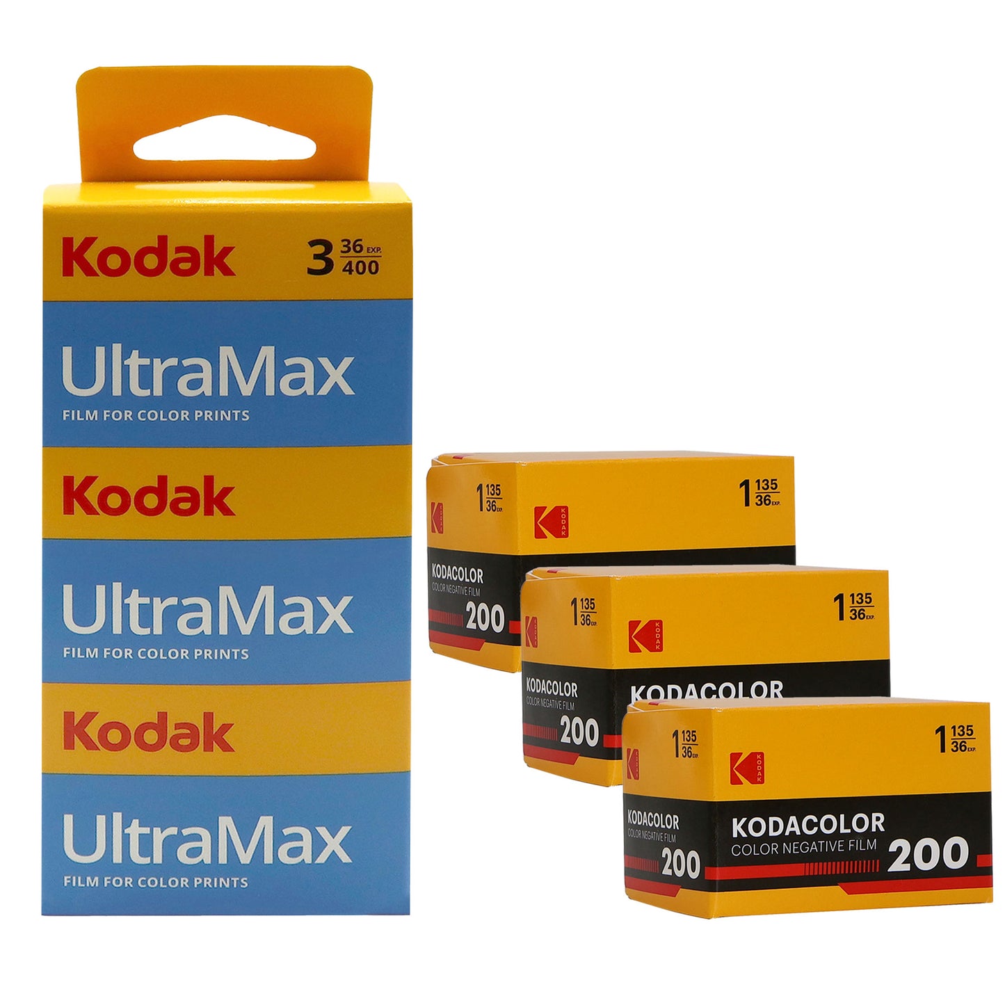 Kodak UltraMax 400 Color Negative Film (35mm, 36 Exp) - 3 Pack with 3x Kodacolor 200 Color Negative Film (35mm, 36 Exp)