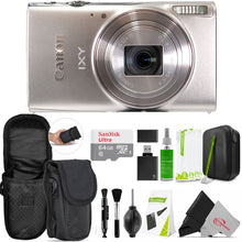 Canon PowerShot IXY 650 HS Silver Camera with 64GB MicroSD, Card Reader, Carrying Case, Cleaning Kit