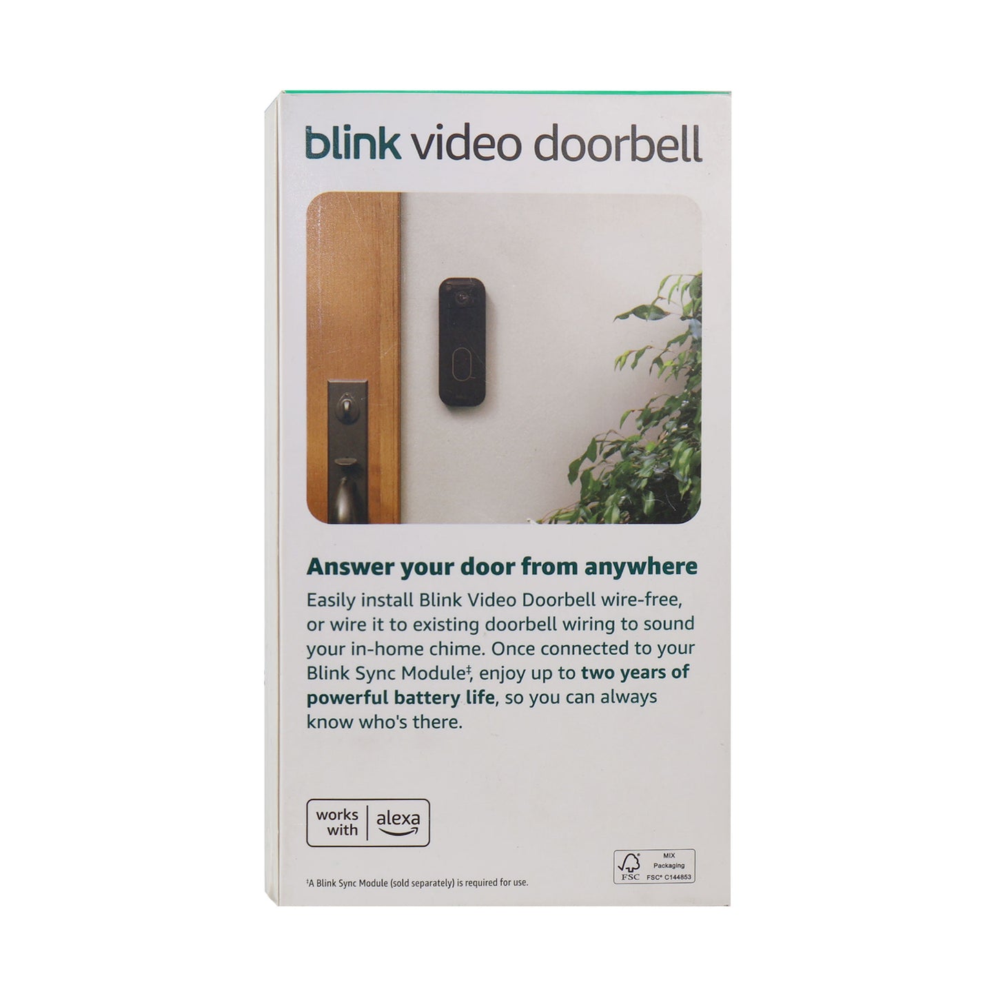 Blink - Video Doorbell - Head-to-toe HD view, two-year battery, simple setup, Required Sync Module Not included - Black