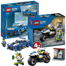 LEGO City Police Car and  Motorcycle Chase Building Toy with with Officers and Crook Minifigures, Gift Idea