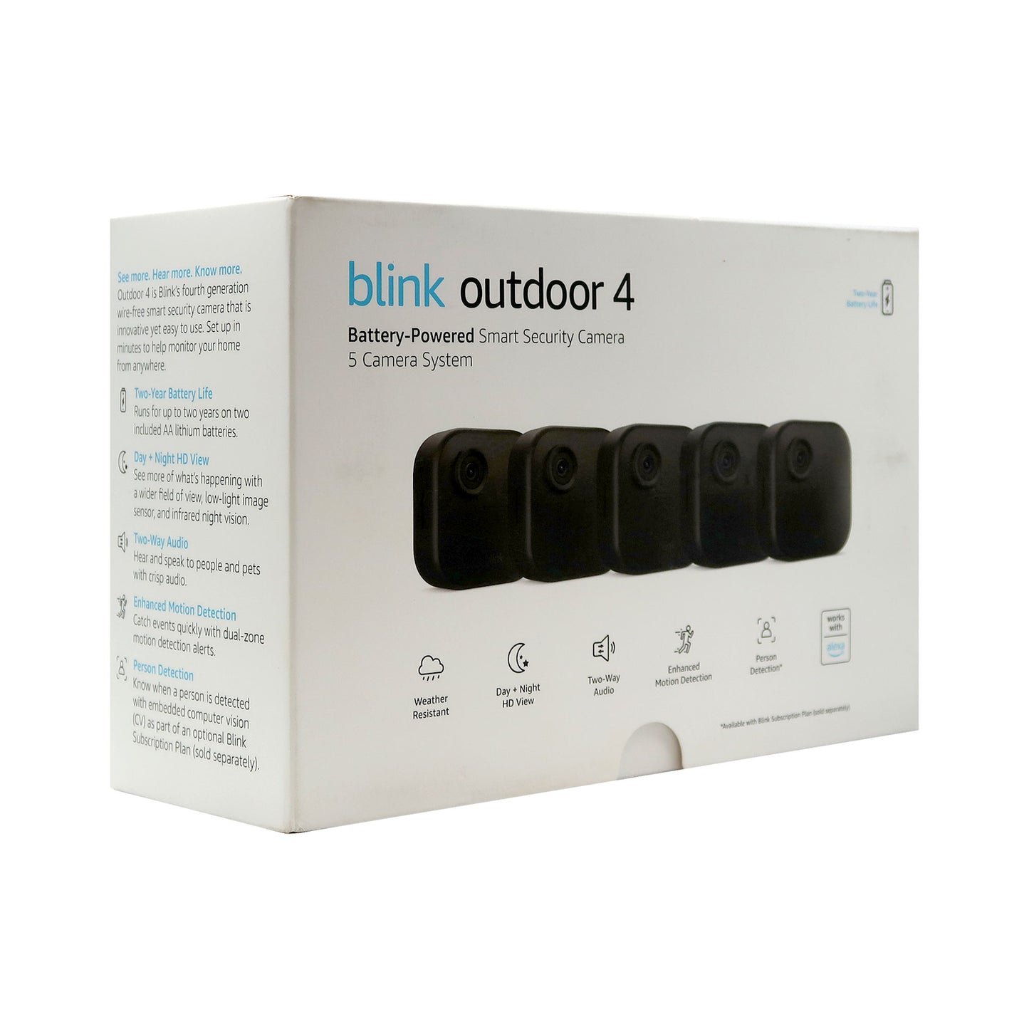 Blink Outdoor 4 5-Camera System (4th Gen) + Blink Video Doorbell White, Smart Security