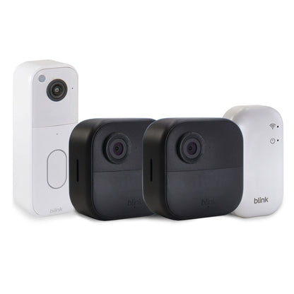 Blink Outdoor 4 2-Camera System with Sync Module Core + Blink Video Doorbell White