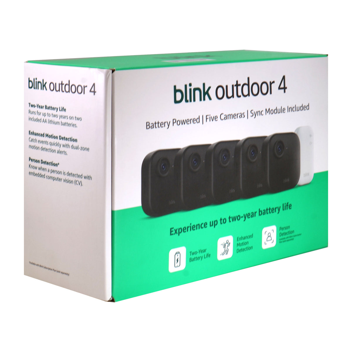 Blink Outdoor 4 5-Camera System with Sync Module Core + Blink Video Doorbell White