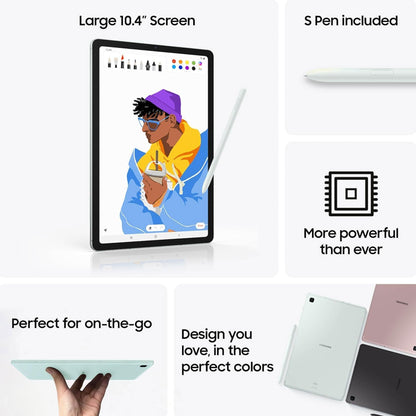 Samsung Galaxy Tab S6 Lite (2024) 10.4" 64GB WiFi Tablet, Mint + 32GB MicroSD + Headphones