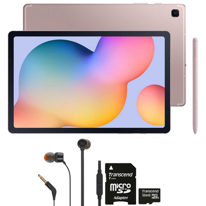 Samsung Galaxy Tab S6 Lite (2024) 10.4" 64GB WiFi Tablet, Chiffon Pink + 32GB MicroSD + Headphones