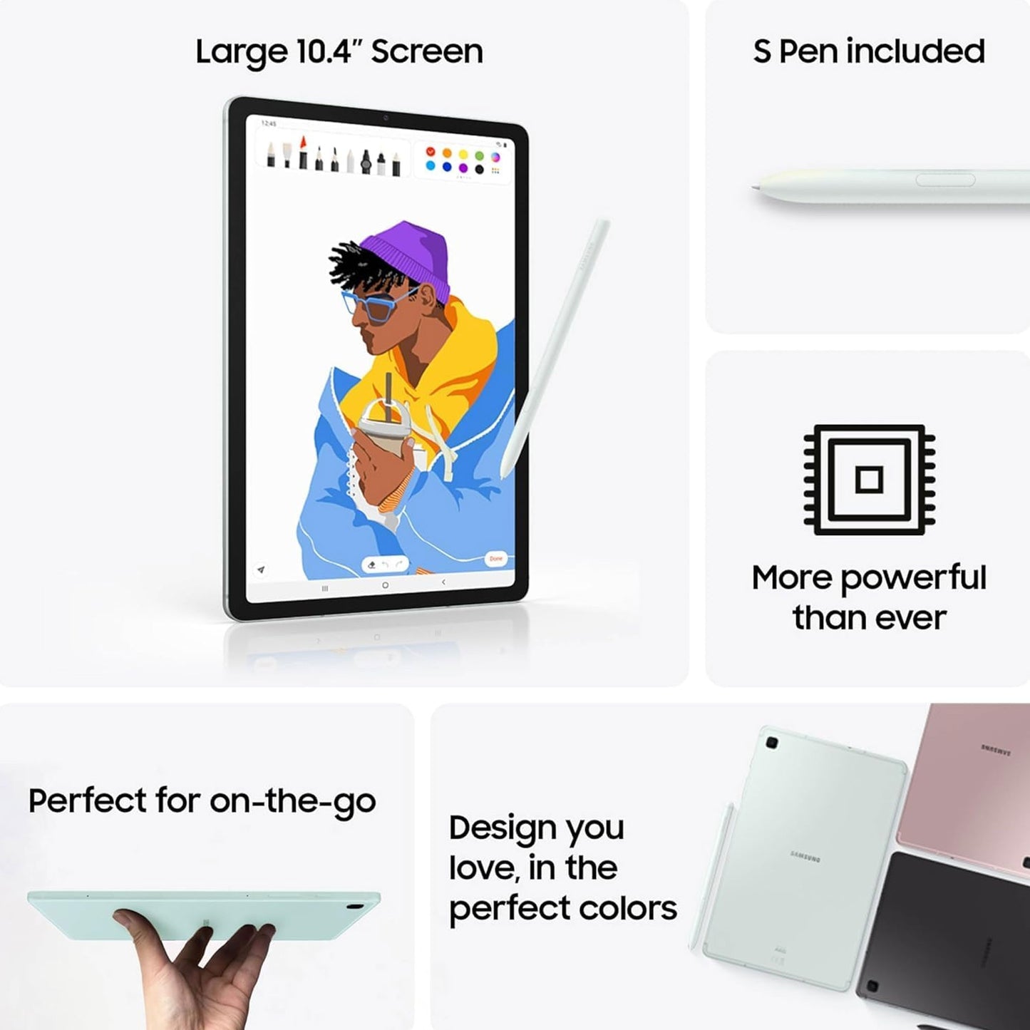 Samsung Galaxy Tab S6 Lite (2024) 10.4" 64GB WiFi Tablet, S Pen Included, Chiffon Pink with 10.4" Tablet Case