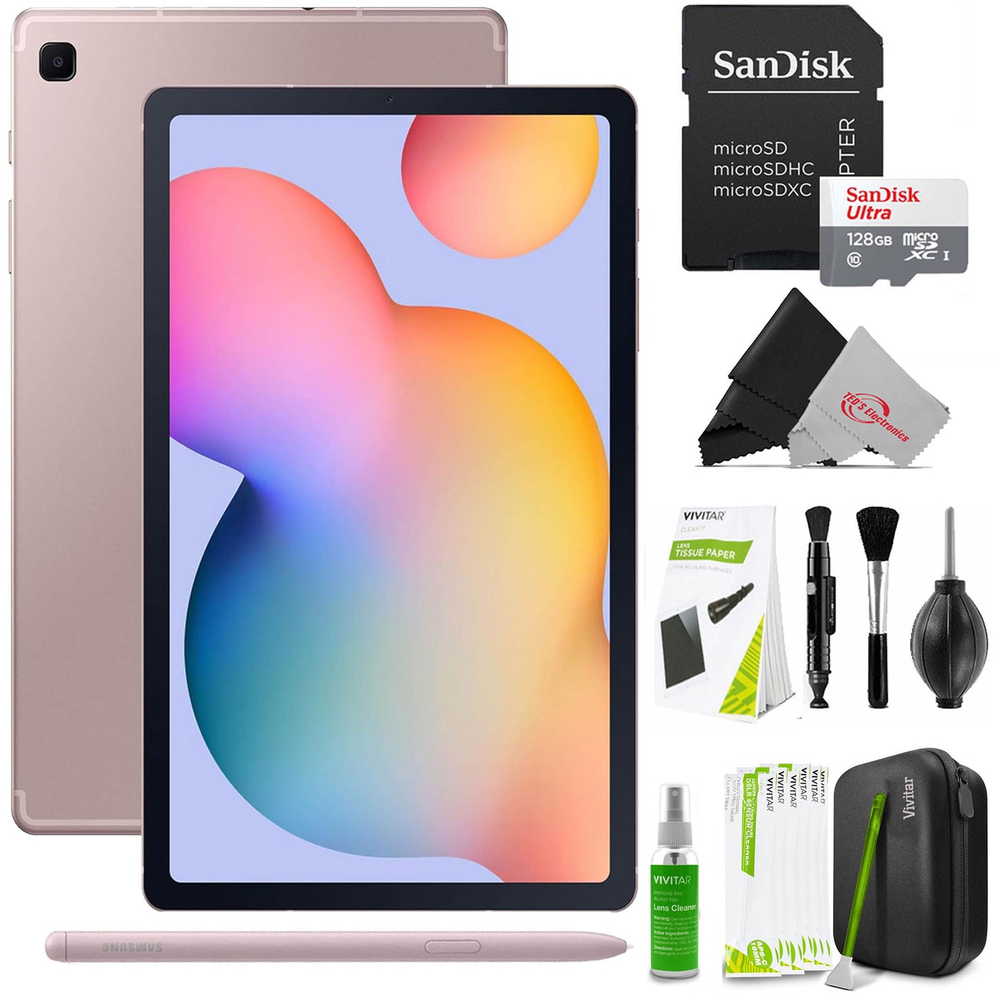 Samsung Galaxy Tab S6 Lite (2024) 10.4" 64GB WiFi Tablet, S Pen Included, Chiffon Pink + Cleaning Kit & Case