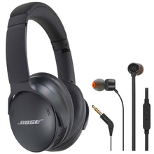 Bose QuietComfort Wireless Over-Ear Active Noise Canceling Headphones (Black) with JBL T110 in Ear Headphones