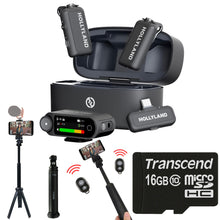 Hollyland LARK MAX 2 Combo 2-Person Wireless Mic System for Cameras & Mobile + 16GB MicroSD & 13" Tripod
