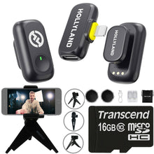 Hollyland LARK A1 Mini Duo 2-Person Wireless Mic System for iOS + 16GB MicroSD & Vivitar Selfie Tripod
