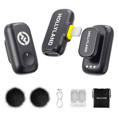 Hollyland LARK A1 Mini Duo 2-Person Wireless Mic System for iOS + 16GB MicroSD & Vivitar Selfie Tripod