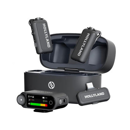 Hollyland LARK MAX 2 Combo 2-Person Wireless Mic System for Cameras & Mobile + 10" RGB LED Ring Light & Tripod