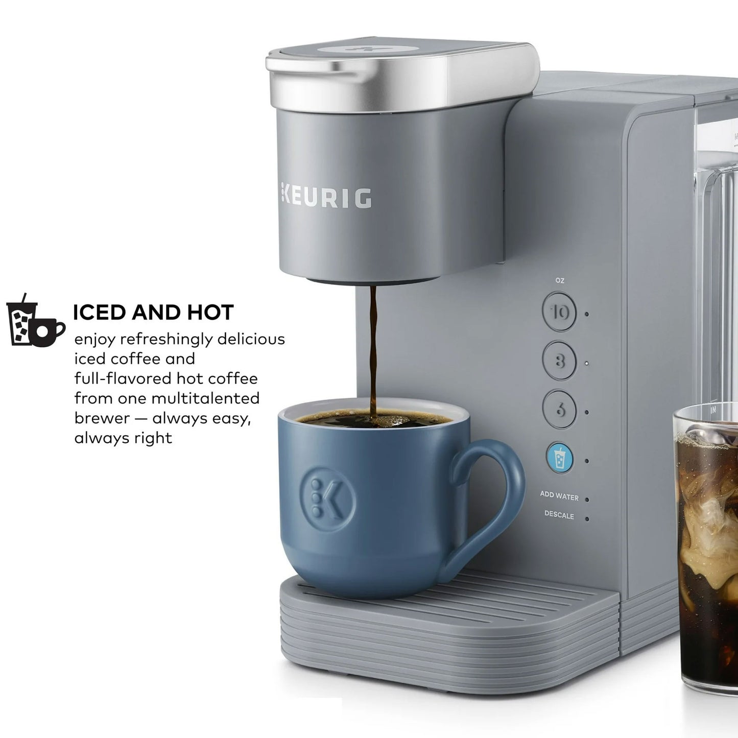 Keurig K-Express Essentials Plus, Iced and Hot Single-Serve K-Cup Pod Coffee Maker, Gray