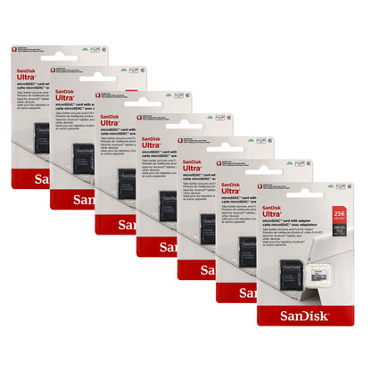 7-Pack Sandisk Ultra 256GB 100MB/s Class 10 Micro SDXC Memory Card Full HD Video with SD Adapter