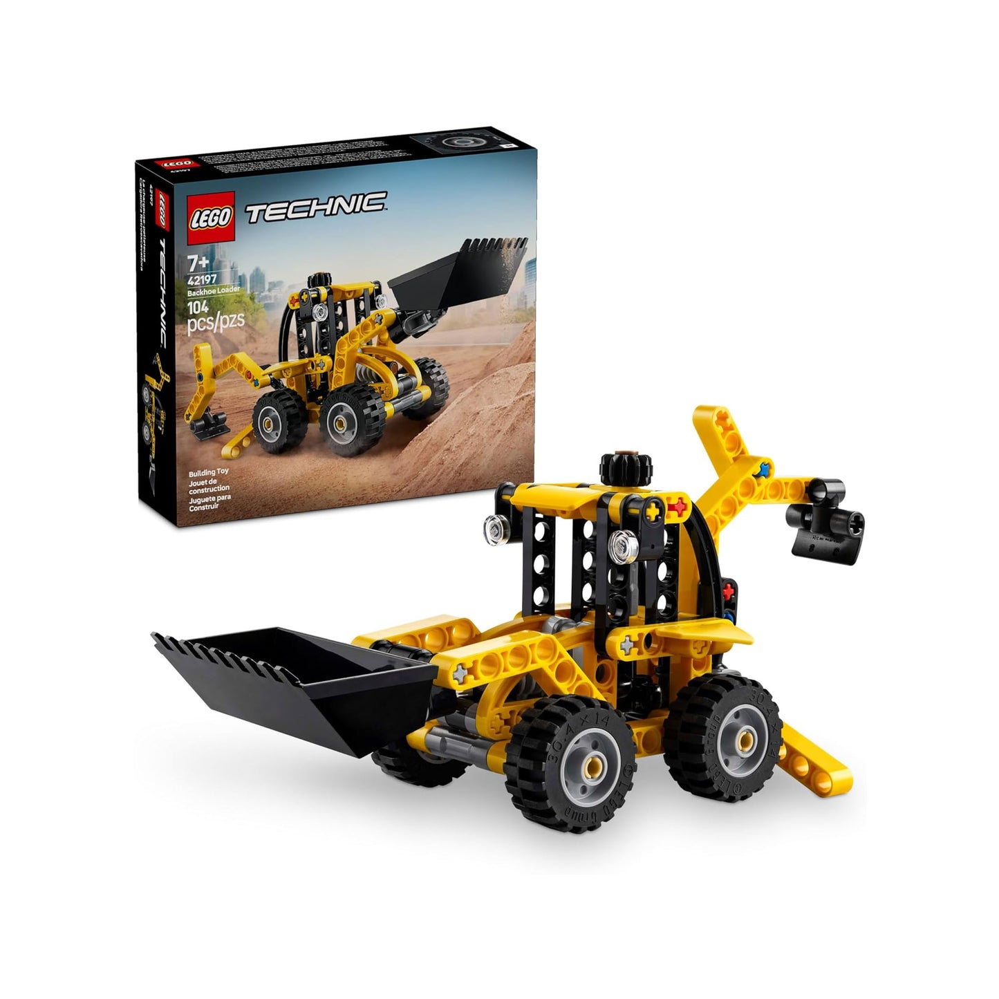 LEGO Technic Backhoe Loader Construction Toy - Building Toy Set for Boys and Girls, Ages 7+ - Educational Gift Idea for Kids Birthday with Usable Back Digger, Scoop, & Outriggers - 42197