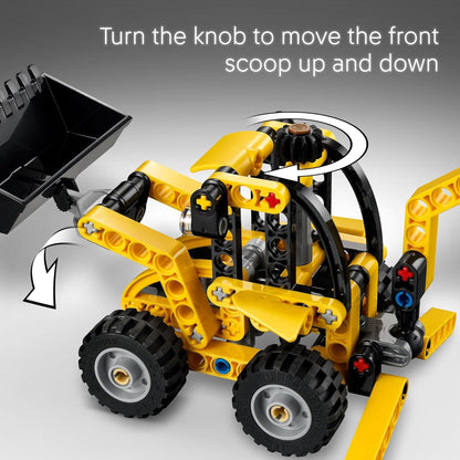 LEGO Technic Backhoe Loader Construction Toy - Building Toy Set for Boys and Girls, Ages 7+ - Educational Gift Idea for Kids Birthday with Usable Back Digger, Scoop, & Outriggers - 42197