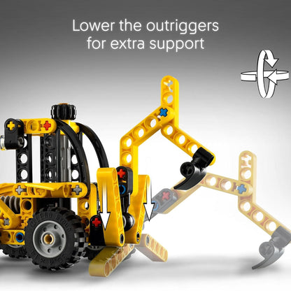 LEGO Technic Backhoe Loader Construction Toy - Building Toy Set for Boys and Girls, Ages 7+ - Educational Gift Idea for Kids Birthday with Usable Back Digger, Scoop, & Outriggers - 42197