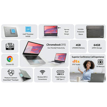 Acer Chromebook 315 15.6" Laptop Intel N4500 4GB 64GB eMMC Pure Silver + Samson SR350 Headphones + VidPro Wireless Mic + 64GB SD