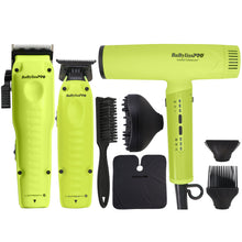 BaBylissPRO FXONE Neon Yellow Clipper FX829 & Trimmer FX729NY w/ Battery + Charger + Nano Titanium Light Ionic High Speed Hair Dryer