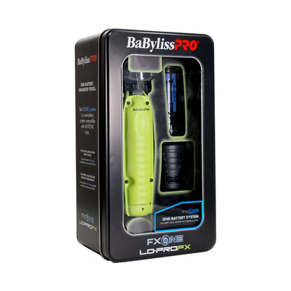 BaBylissPRO FXONE Lo-ProFX Neon Yellow Trimmer with Battery and Charging Base + All Inclusive Bundle, FX729NY