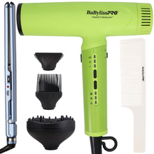 BaBylissPRO Nano Titanium Ionic Neon Yellow Hair Dryer BNTC9200NY + 1" Ultra-Thin Flat Iron T4072TUC
