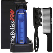 BaBylissPRO High Performance Low Profile Compact Trimmer - Blue (FX72) + BaByliss Pro Fade Brush  BPFADEB + BaBylissPRO Barberology 9 Inch Clipper Comb + Trimmer Pouch