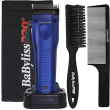 BaBylissPRO FXONE LO-PROFX FX82 Clipper Kit Blue with Fade Brush, 9" Barberology Comb and Clipper Pouch