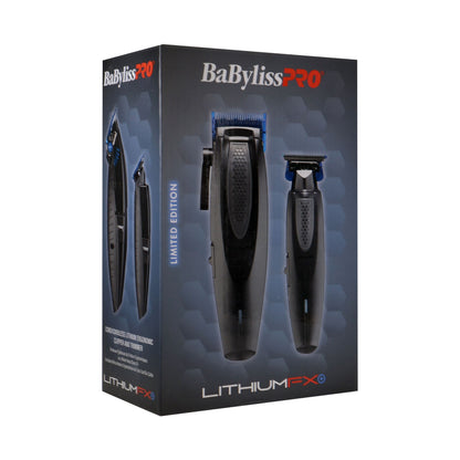 BaBylissPRO LithiumFX+ Clipper & Trimmer Set + Red Barberology Comb Kit – Cordless, Ergonomic, Professional Hair Grooming
