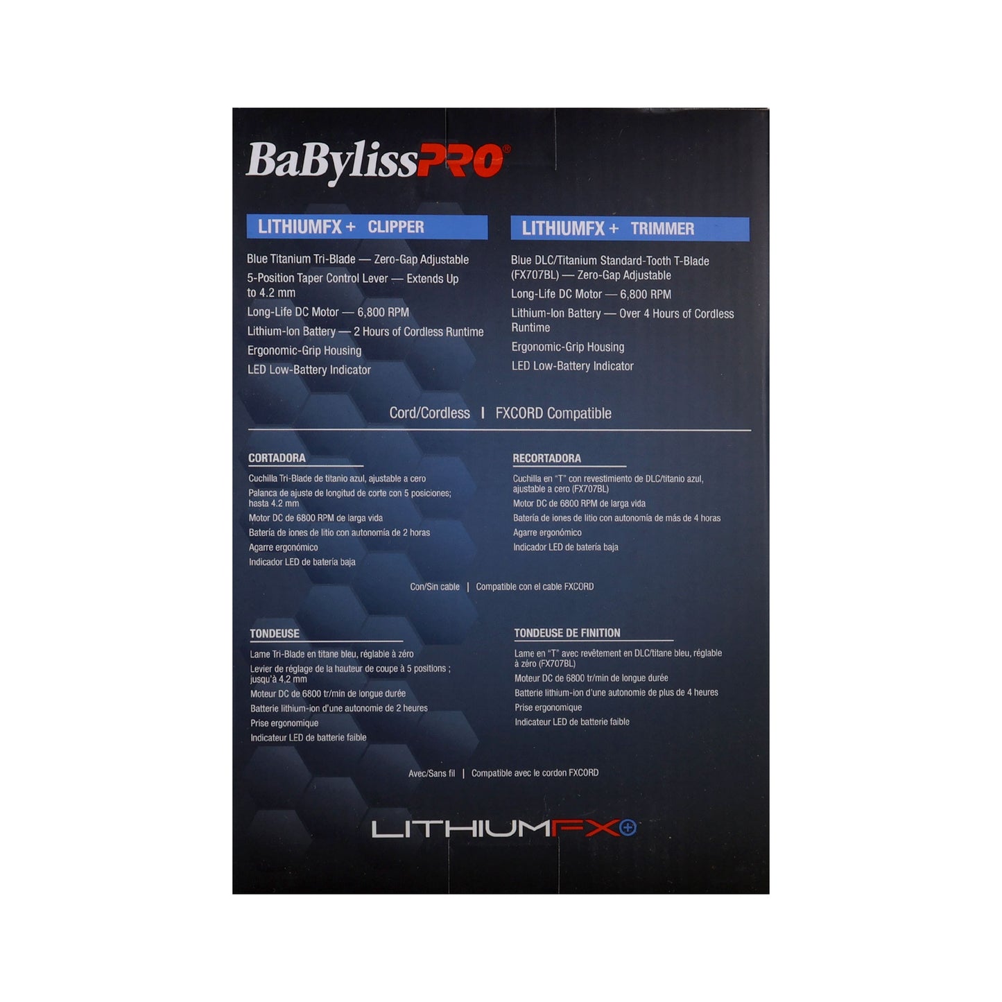 BaBylissPRO LithiumFX+ Clipper & Trimmer Set + Red Barberology Comb Kit – Cordless, Ergonomic, Professional Hair Grooming