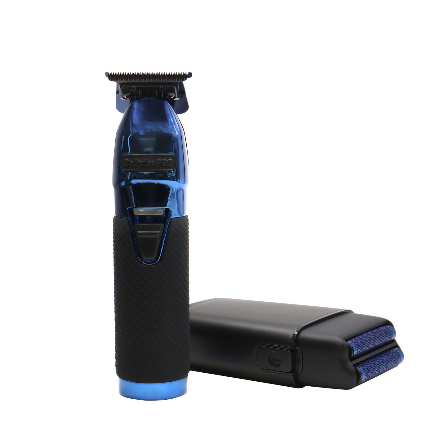 BaByliss Pro LIMITEDFX Collection Blue Trimmer & Double Foil Shaver w/ Fade Brush & 9" Clipper Comb