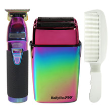BaByliss Pro LIMITEDFX Collection Iridescent Trimmer & Double Foil Shaver w/ Flat Top Comb