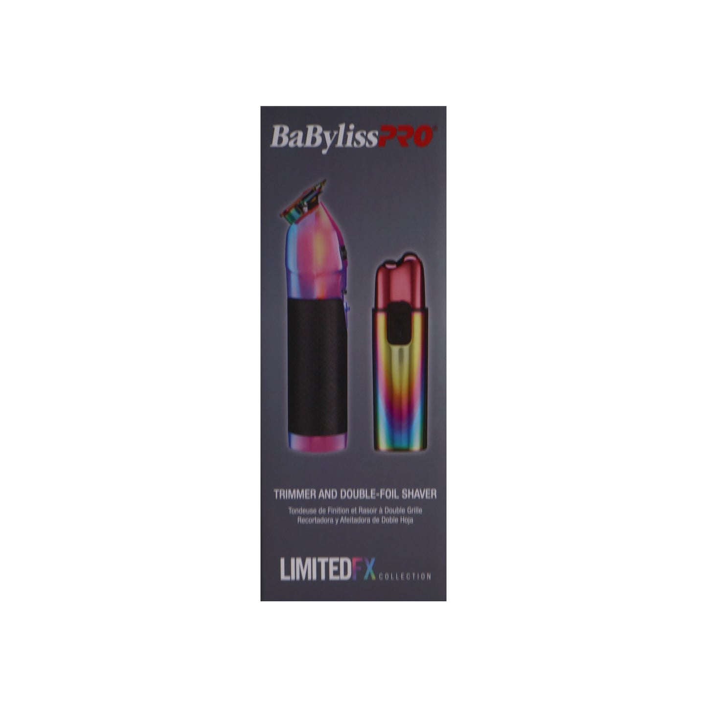 BaByliss Pro LIMITEDFX Collection Iridescent Trimmer & Double Foil Shaver w/ Flat Top Comb