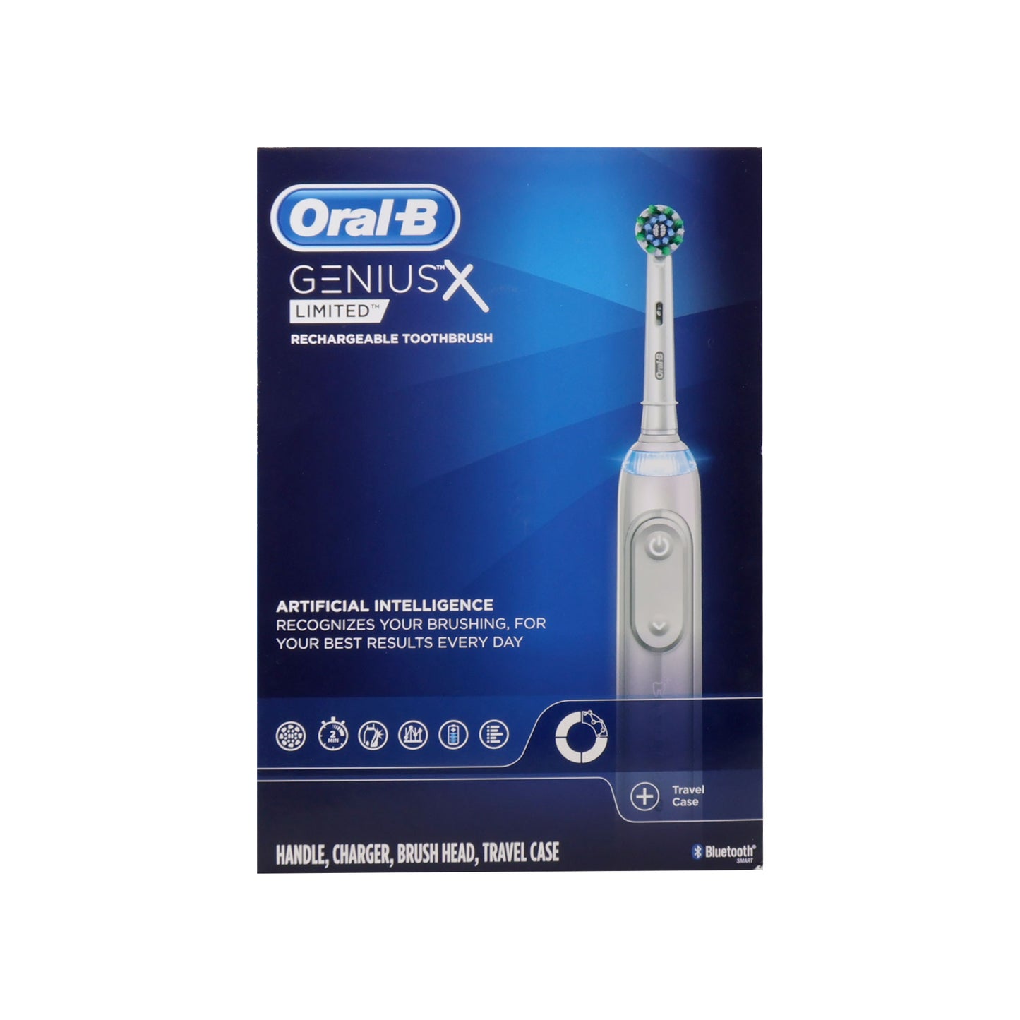 Oral-B Genius X Limited Rechargeable Electric Toothbrush Duo – Midnight Black & White with 1 Replacement Brush Head Each + Travel Cases
