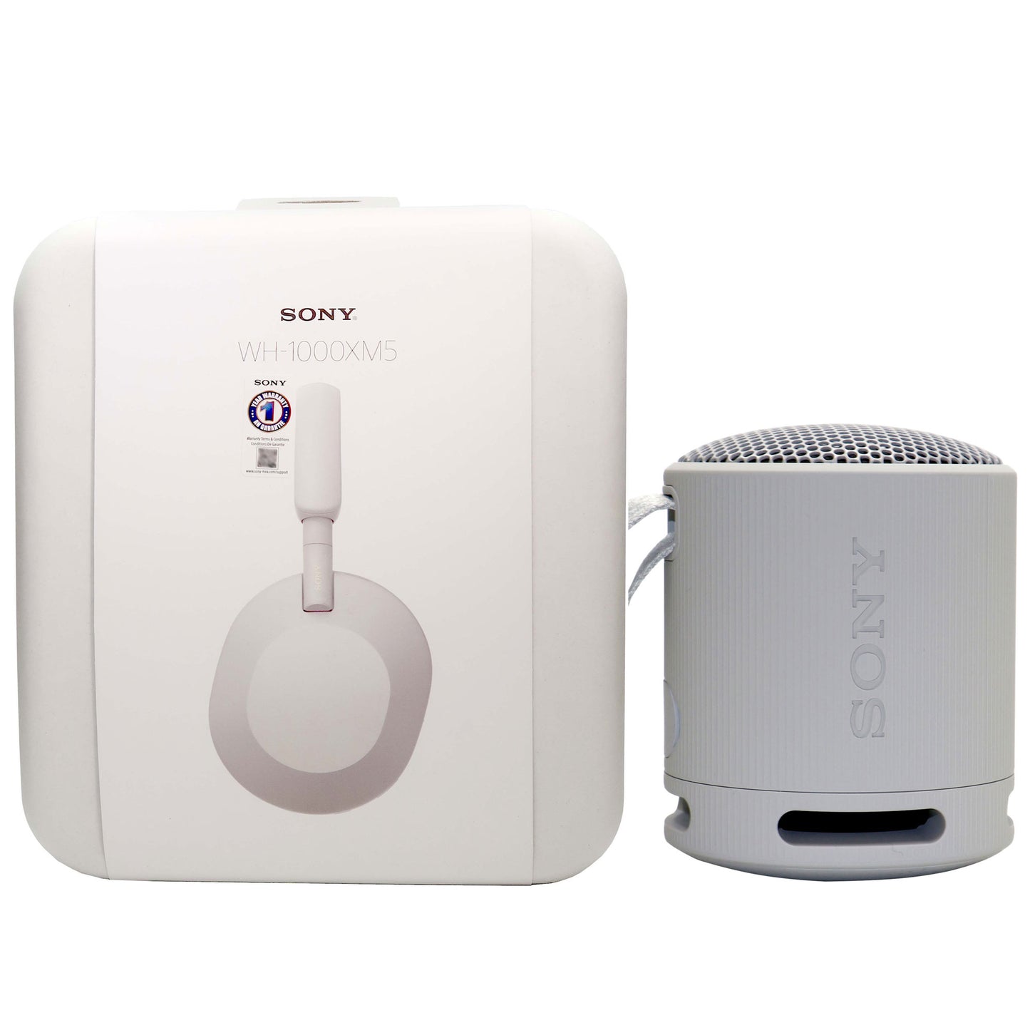 Sony WH-1000XM5 Noise-Canceling Wireless Over-Ear Headphones Silver + Sony XB100 Speaker Gray