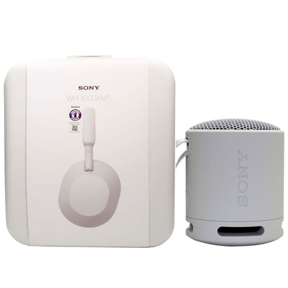 Sony WH-1000XM5 Noise-Canceling Wireless Over-Ear Headphones Silver + Sony XB100 Speaker Gray