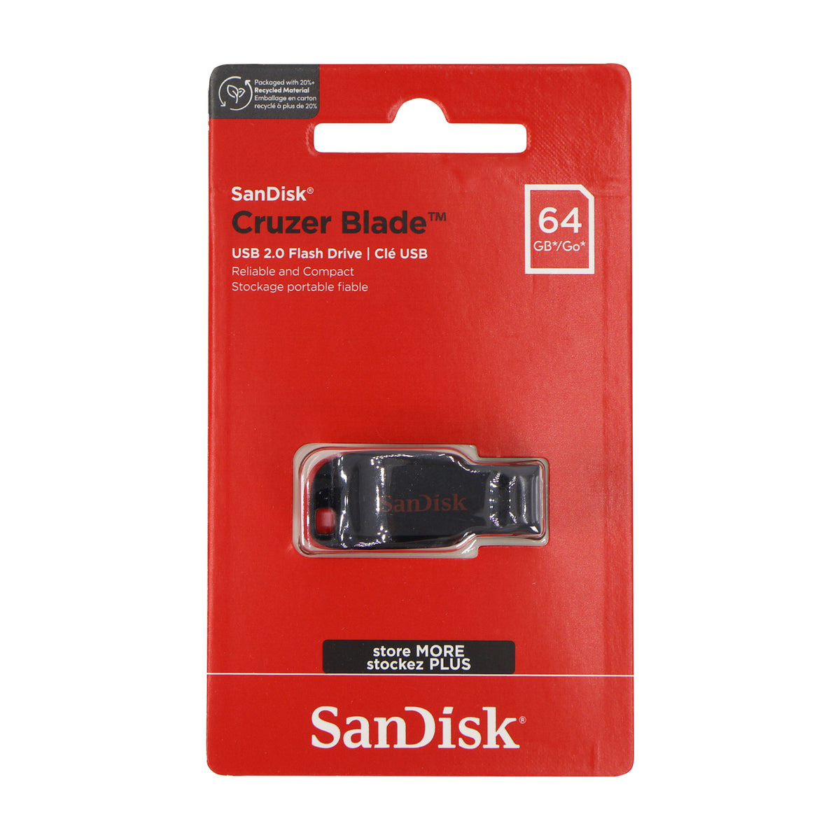 SanDisk Cruzer Blade USB Flash Drive - 64GB (Red)