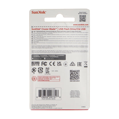 SanDisk Cruzer Blade USB Flash Drive - 64GB (Red)