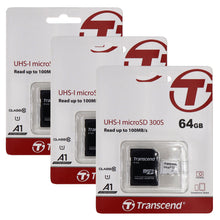 3 Unit Transcend 64GB 300S UHS-I microSDXC Memory Card with SD Adapter