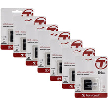 7 Unit Transcend 64GB 300S UHS-I microSDXC Memory Card with SD Adapter