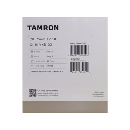 Tamron 28-75mm f/2.8 Di III VXD G2 Lens for Sony E Mount Cameras