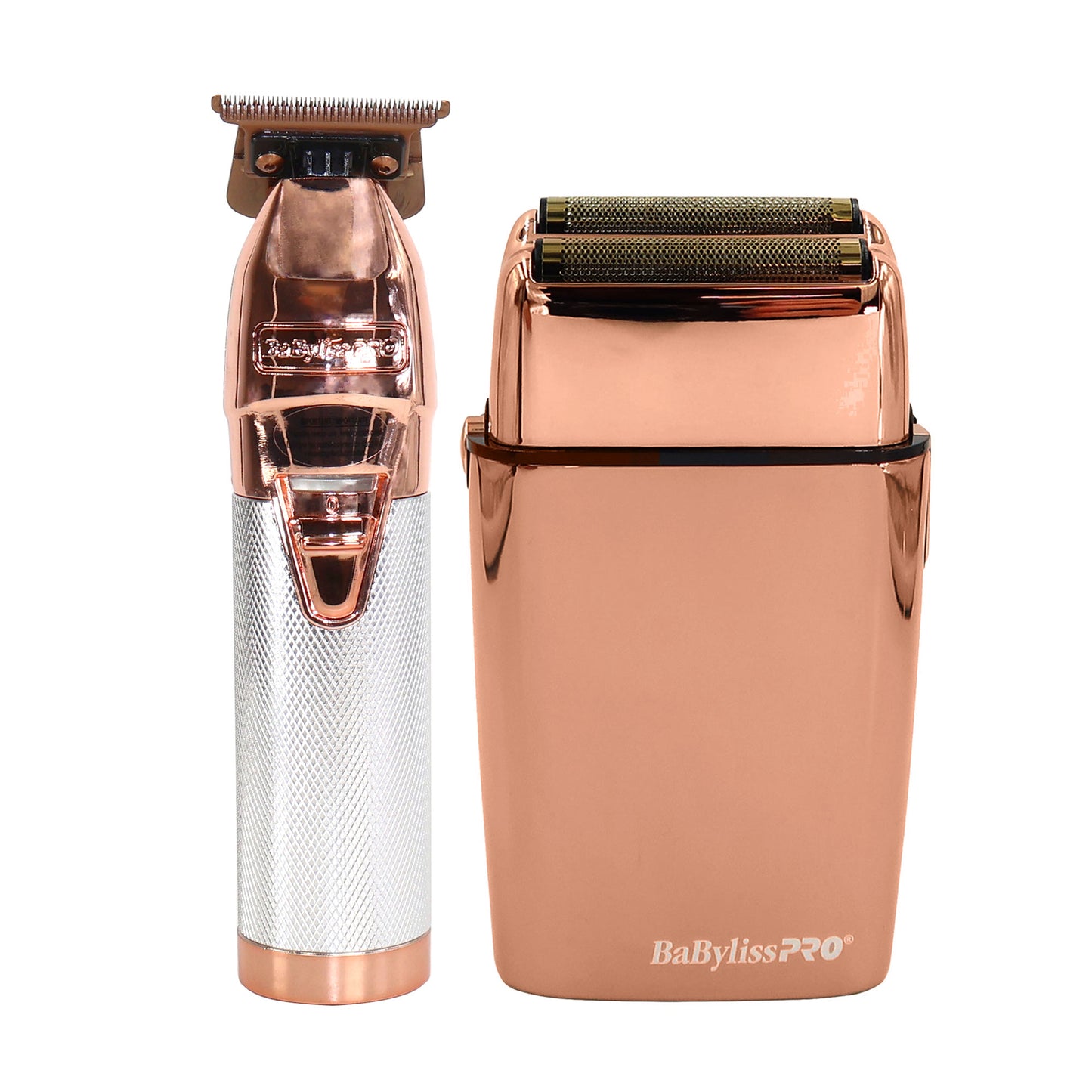 BaByliss Pro LIMITEDFX Collection Limited Edition Trimmer and Double Foil Shaver Rose Gold FXDUOFS2TRG with Barberology RoseFX Metal Comb Set