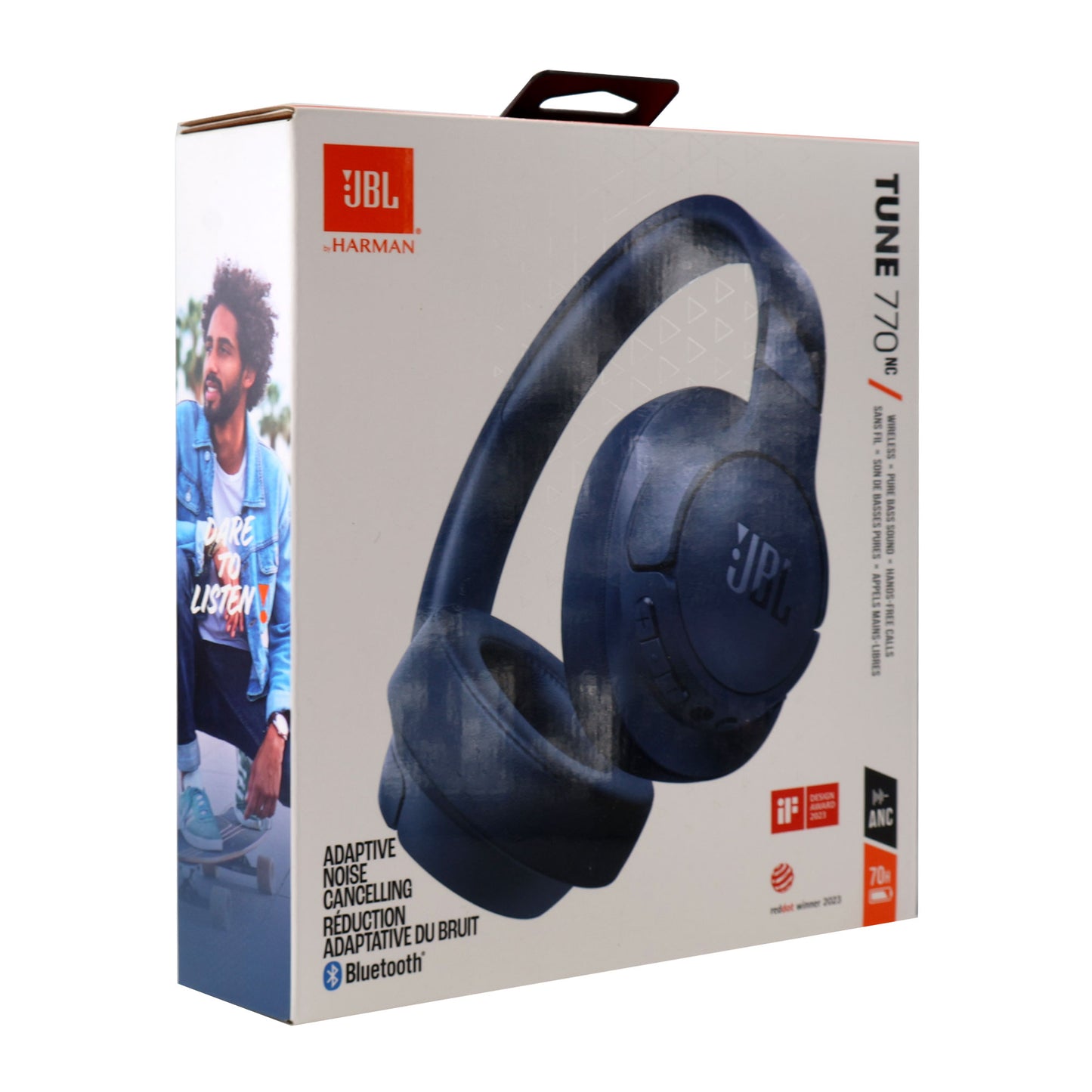 JBL Tune 770NC Noise-Cancelling Over-Ear Headphones (Blue) with JBL T110 in Ear Headphones and Fitness and Wellness Plus Software Suite