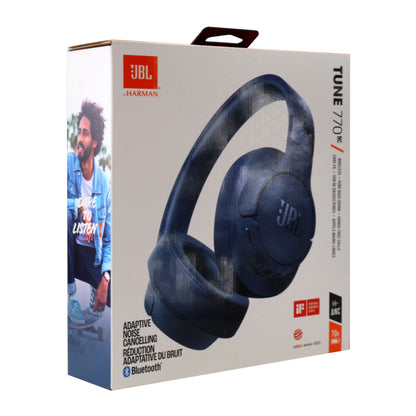JBL Tune 770NC Noise-Cancelling Over-Ear Headphones (Blue) with JBL T110 in Ear Headphones and Fitness and Wellness Plus Software Suite