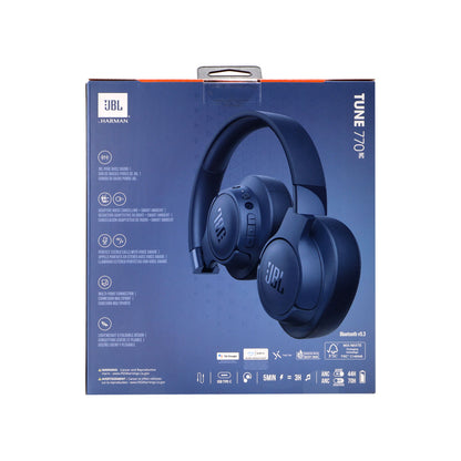 JBL Tune 770NC Noise-Cancelling Over-Ear Headphones (Blue) with JBL T110 in Ear Headphones and Fitness and Wellness Plus Software Suite