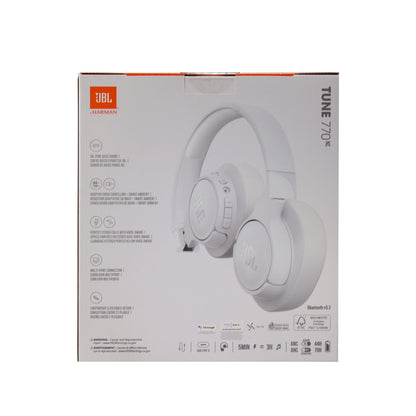 JBL Tune 770NC Noise-Cancelling Over-Ear Headphones (White) with JBL T110 in Ear Headphones and Fitness and Wellness Plus Software Suite