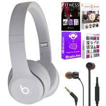 Beats Solo 4 Wireless On-Ear Bluetooth Headphones - Drenched Grey with JBL T110 in Ear Headphones and Fitness and Wellness Plus Software