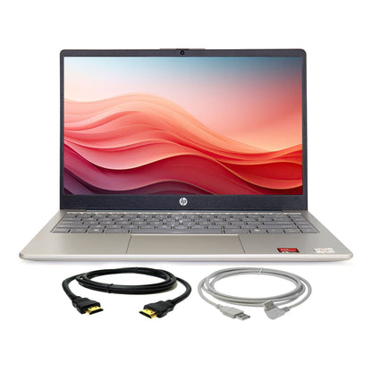 HP 14" HD Windows Laptop AMD Athlon 7120 - 4GB RAM, 128GB UFS (Moonlight Blue) with HDMI Cable and 10FT USB 2.0 Type A Male To B Male Cable