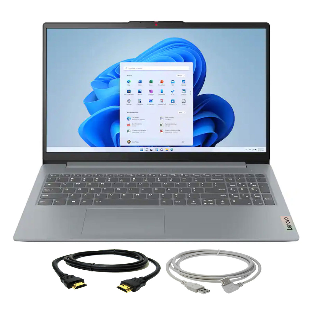 Lenovo IdeaPad Slim 3i 15.6" Full HD Laptop - Intel Core i3-N305 2023 - 8GB Memory, 128GB UFS (Arctic Grey) with Cables
